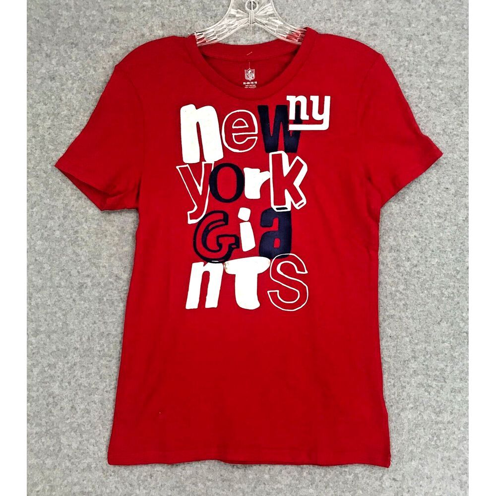 NWT New York Giants T-Shirt Youth XL 16 NFL Team Apparel Red Spellout NEW!‎
